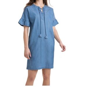 Vineyard Vines Chambray Lace Up Dress Size 4